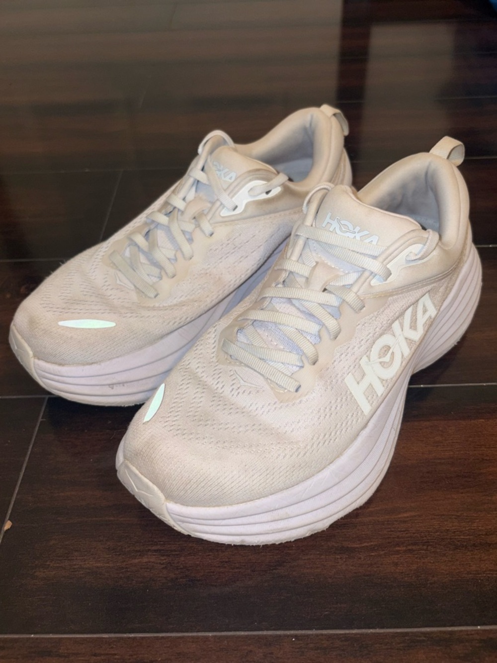 Hoka Off-White/Light Beige Running Shoes - Plush Cushioning